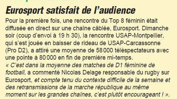 http://avenirdusport.com/Audience Rugby Femmes Top 8 samedi 24 janvier 2015